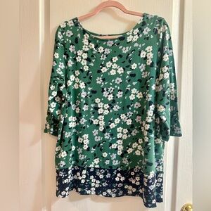 J.Jill Size Large Ballet Sleeve A-Line Tee Tunic Shirt Blouse